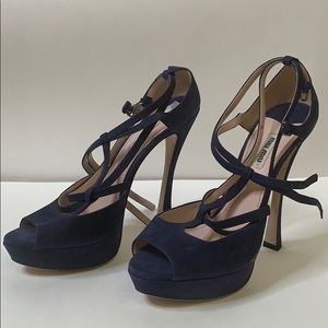 MIU MIU dark blue suede pumps